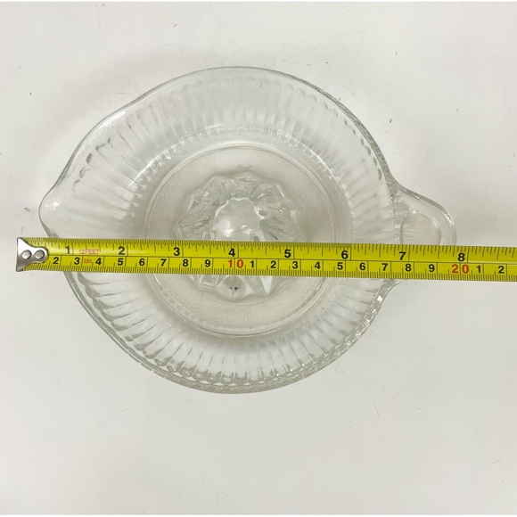 Vintage Hand Citrus Juicer Reamer Heavy Ribbed Clear Glass with Tab Handle - Picture 6 of 11
